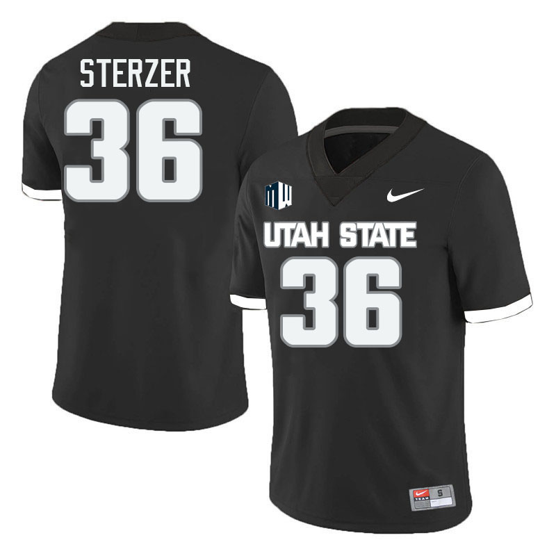 Utah State Aggies #36 David Sterzer College Football Jerseys Stitched-Black